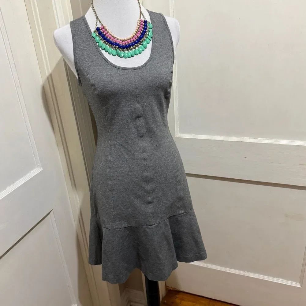 Banana Republic Gray Scoop Neck Mini Dress with Flounce Hem